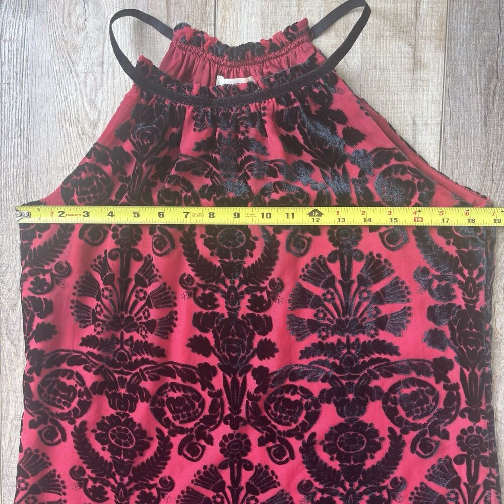 Red Black Womens Damask Dress Size M Velvet Ornate Cocktail Romantic Tapestry - Picture 8 of 15